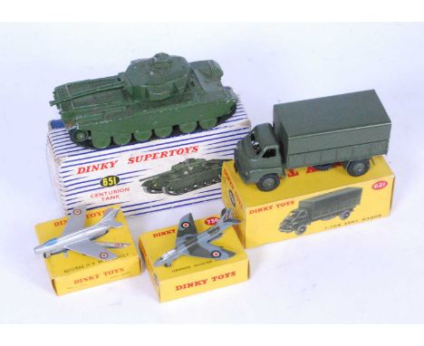 A Dinky Toys &amp; French Dinky Toys boxed military diecast vehicle and aircraft group, to include a No.621 3-ton army wagon,