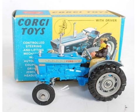 A Corgi Toys No. 67 Ford 5000 Super major tractor finished in blue with grey hubs and driver figure, housed in the original b