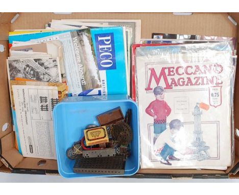 One box containing a quantity of various model collecting paperwork and leaflets, also sold with a quantity of loose Trix con