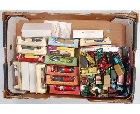 One tray containing a quantity of various boxed and loose Matchbox Models of Yesteryear and Lledo Days Gone diecasts to inclu