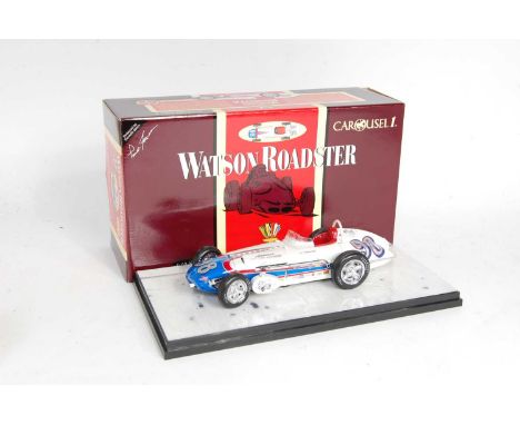 A Carousel 1 1/18 scale Watson Roadster Indy 500 diecast group, two examples to include No. 4403, 1962 Indy 500 Pole race car