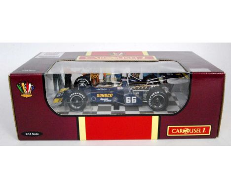 A Carousel 1 No. 4821 1/18 scale model of a Maclaren M16B 1972 Indy 500 winner, Sunoco Special Maclaren livery with racing No