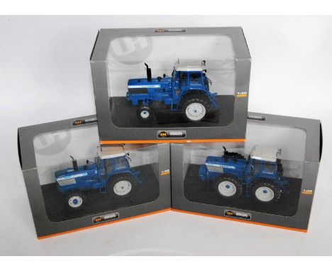 A Universal Hobbies 1/32 scale Ford diecast tractor group to include a UH4024 Ford TW30 4x2 tractor, a UH4027 Ford TW 1983 4x
