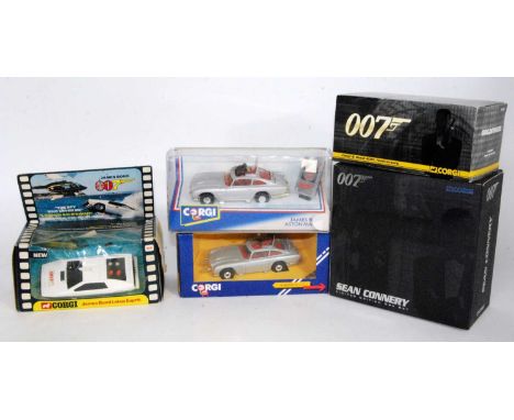 One box containing a quantity of mixed modern and vintage release Corgi and other James Bond related diecasts to include a Co