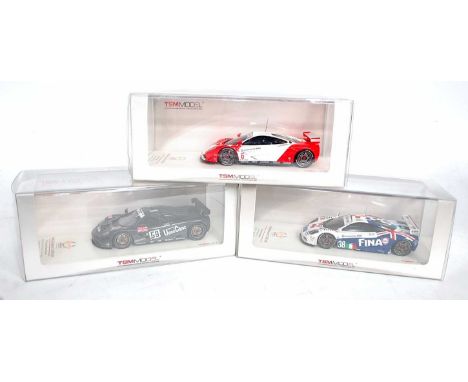 A Truescale Miniatures 1/43 scale resin Long Distance Racing car group, three examples, all Maclaren, to include a TSM 124337