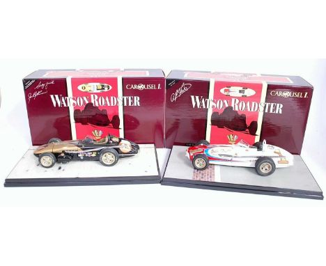 A Carousel 1 1/18 scale Watson Roadster Indy 500 winner diecast group to include a No. 4406 No. 1 as driven by AJ Foyt 1964 I