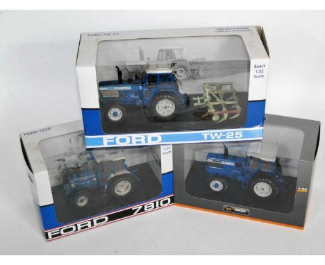 A Universal Hobbies 1/32 scale boxed Ford tractor diecast group to include a Ford 8830 1989 Powershift tractor, a limited edi