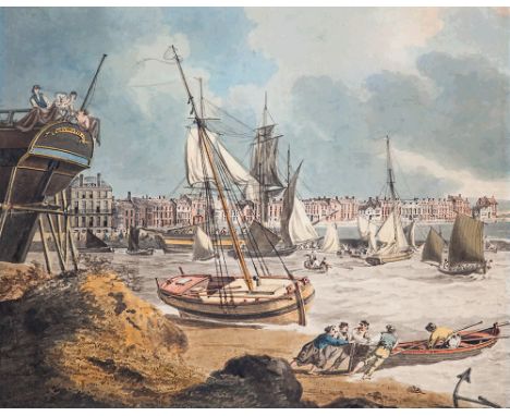 JOHN THOMAS SERRES (BRITISH, 1759-1825) The Harbour at Weymouth Pen, ink and watercolour Signed and dated 'J.T. Serres 1805' 