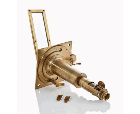 A LACQUERED BRASS SOLAR MICROSCOPE, PROBABLY 19TH-CENTURY
unsigned, with 6½in. main tube with rack-and-pinion focus by slide 
