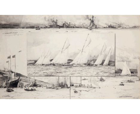 CHARLES EDWARD DIXON (BRITISH, 1872-1934)
The Royal Yacht 'Britannia' racing at the Rothesay Regatta; 'Zenita' Wins the King'