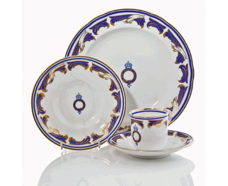 FOUR ITEMS OF BLUE AND WHITE WARE FROM THE R.Y. VICTORIA & ALBERT III, CIRCA 1910
by Spode Copeland, comprising dinner plate;