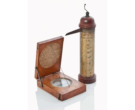 A 19TH-CENTURY TURNED WOOD AND PAPER SHEPHERD'S SUNDIAL
unsigned, of typical form with threaded top to detachable gnomon rece