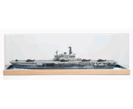 A 1:192 SCALE RECRUITING OFFICE WATERLINE MODEL OF THE AIRCRAFT CARRIER H.M.S. HERMES [1959] AS CONFIGURED FOR HER SERVICE AS