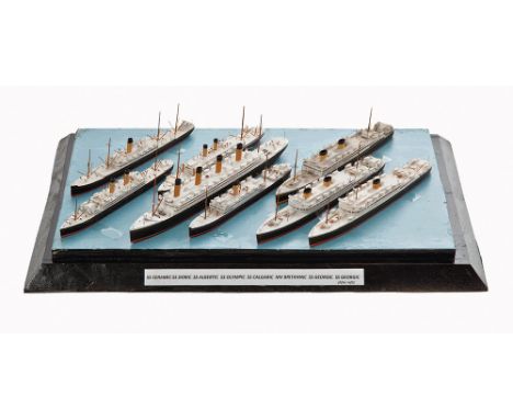 A COLLECTION OF EIGHT 1:1250 SCALE WATERLINE MODELS BY BASSETT-LOWKE 
comprising White Star liners Ceramic (1913); Doric (192