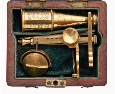 AN EARLY 19TH-CENTURY LACQUERED BRASS CARY-TYPE BOTANIST'S POCKET MICROSCOPE
unsigned, of typical form and contained in origi