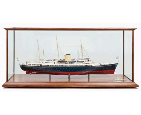 A 1:100 SCALE MODEL OF THE R.Y. BRITANNIA [1953]
the carved hull finished with red below the waterline and blue, with bilge k