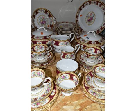 A FORTY THREE PIECE ROYAL ALBERT 'LADY HAMILTON' DINNER SERVICE, comprising a meat plate, two tureens, a sauce boat and stand