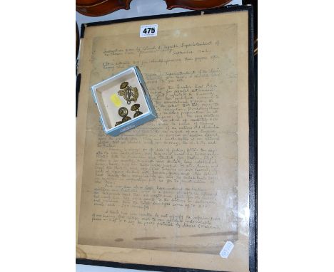 A GLASS FRAMED WORLD WAR TWO LETTER FROM COLONEL J,NOGUCHI, Superintendent of the Chosen War prisoners camp, height 42cm x 31
