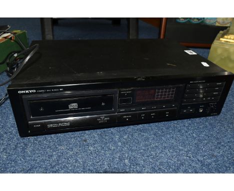 AN ONKYO COMPACT DISC PLAYER, together with a box of over eighty CDs to include Meat Loaf, Nirvana, Foo Fighters, Michael Jac