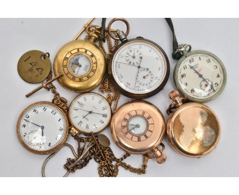 A BAG OF POCKET WATCHES, to include a gold plated 'Admiral Non Magnetic' full hunter pocket watch, manual wind, a gold plated