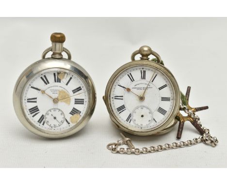 TWO POCKET WATCHES, the first a hand wound movement, signed 'watch and chronometer manufactures Fattorini', Roman numerals, s