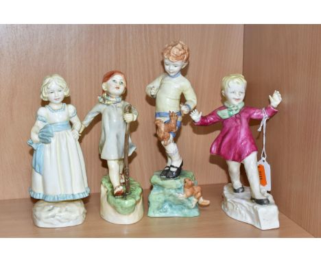 FOUR ROYAL WORCESTER DAYS OF THE WEEK AND MONTHS OF THE YEAR FIGURES, comprising Monday's Child.. (girl) 3257, 'Thursday's Ch