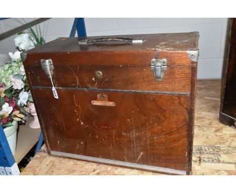 A NESLEIN WOODEN TOOL CHEST, containing seven drawers behind removable front panel, and an upper tray, height 39cm x width 51