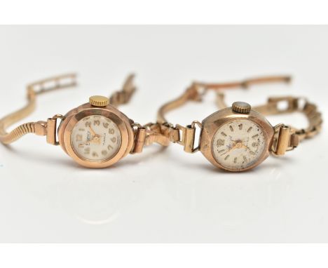 TWO LADYS 9CT GOLD WRISTWATCHES, the first a manual wind 'Regency' watch in a polished case, inside case back hallmarked 9ct 