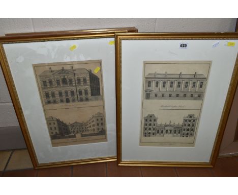 FOUR ARCHITECTURAL PRINTS AFTER B. COLE, comprising The south prospect of Somerset House in the Strand, The East prospect of 