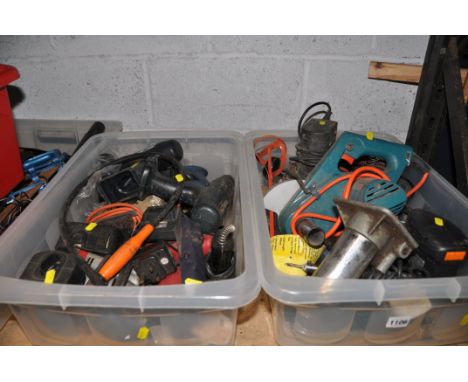 A SELECTION OF POWERTOOLS, to include drills, jigsaw, sander and router by brands such as Power devil, Powercraft, Black and 