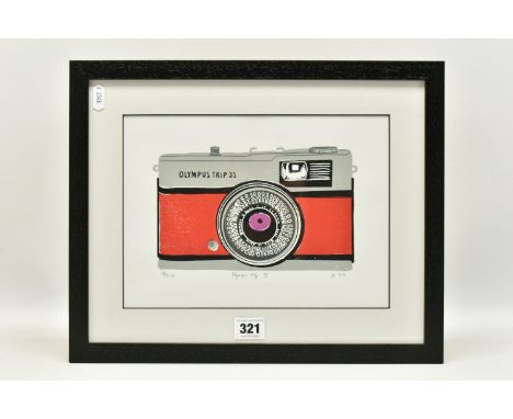 DESIGN SMITH (BRITISH CONTEMPORARY) 'OLYMPUS TRIP 35', a limited edition screen print 6/35 depicting a vintage 35mm film came