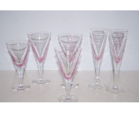 6 Caithness wine glasses acid etch to base