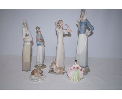 Group of figurines to include 1 Royal Doulton &amp; 1 Nao