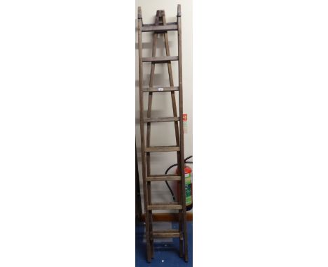 A Vintage Wooden Window Cleaner's Extending Ladder