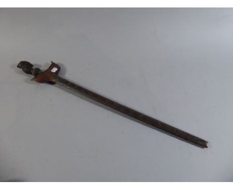 A Horn Handled Kris with Brass Banded Scabbard, 65 Cm Long 