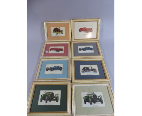 A Collection of Eight Framed Prints of Vintage Cars