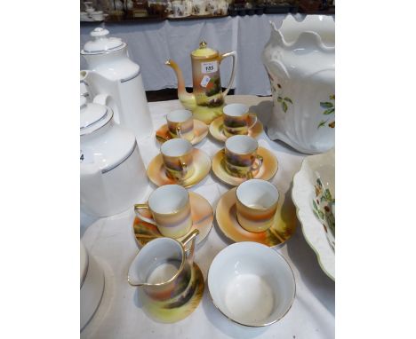 A Noritake Coffee Set Decorated with Sheep in Pasture