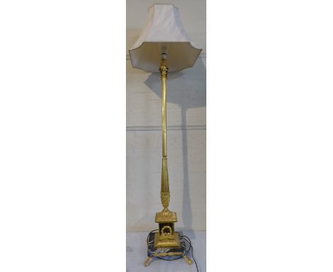 A Nice Quality Gilt Brass and Marble Based Standard Lamp with Acanthus and Laurel Mouldings