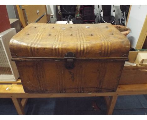 A Scumble Glazed Dome Topped Tin Trunk