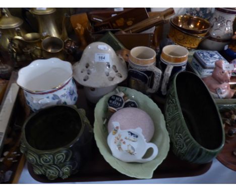 A Tray of Ceramics to Include Carlton Ware Cabbage Leaf Bowl, Sylvac Vase and Planter, Royal Grafton Jardiniere Etc 