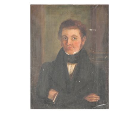 A REGENCY PORTRAIT OF A GENTLEMAN oil on canvas, depicted in formal attire, 40cm x 29cm 