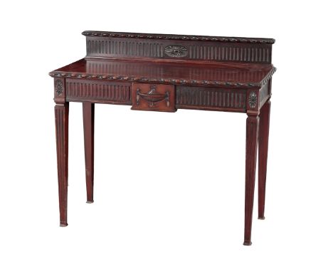 A LATE VICTORIAN MAHOGANY SIDE TABLE RETAILED BY HENRY SAMUEL, 484 OXFORD STREET, LONDON late 19th Century, of Adam style, wi