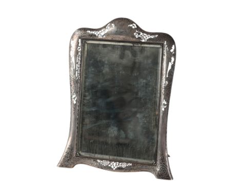 TIFFANY &amp; CO: AN AMERICAN SILVER DRESSING TABLE MIRROR stamped markings, no. 12313 Makers S103, the silver border with pi