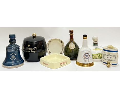 A group of advertising ceramics (mainly whisky) comprising bottles and ashtrays (Bell's, Dewars, Mackinlay's etc...), a gin d