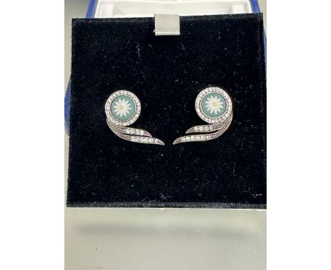 A collection of three Wedgwood jasper ware earrings including a pair of oval drop chandelier style earrings with black classi