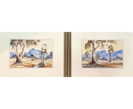 A pair of works by Beth Wilkinson (Australian), Restful Countryside, Grampians, watercolour on paper, both signed bottom left