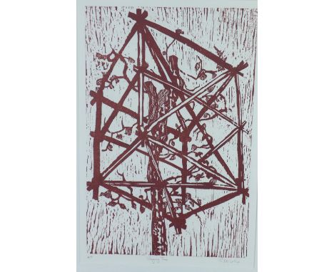 'Singing Tree', artists proof screen print, signed indistinctly, framed under glass, 36 x 54cm 