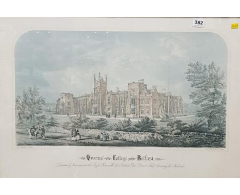 LARGE FRAMED PRINT OF QUEENS COLLEGE 