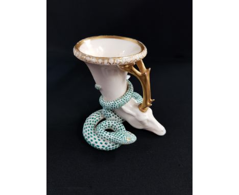 ROYAL WORCESTER K&amp;B EARLY STAG &amp; SNAKE CANDLEHOLDER A/F