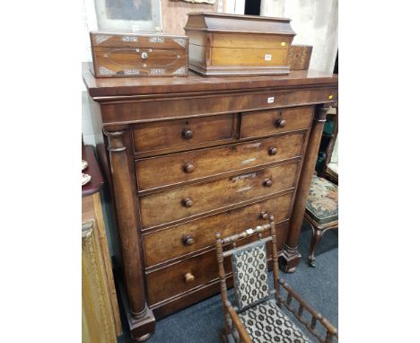 VICTORIAN MAHOGANY 2 OVER 4 GRADUATED SCOTCH CHEST